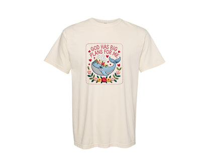brand:Comfort Colors|color:Ivory|Big Plans Whale Design Graphic T-Shirt