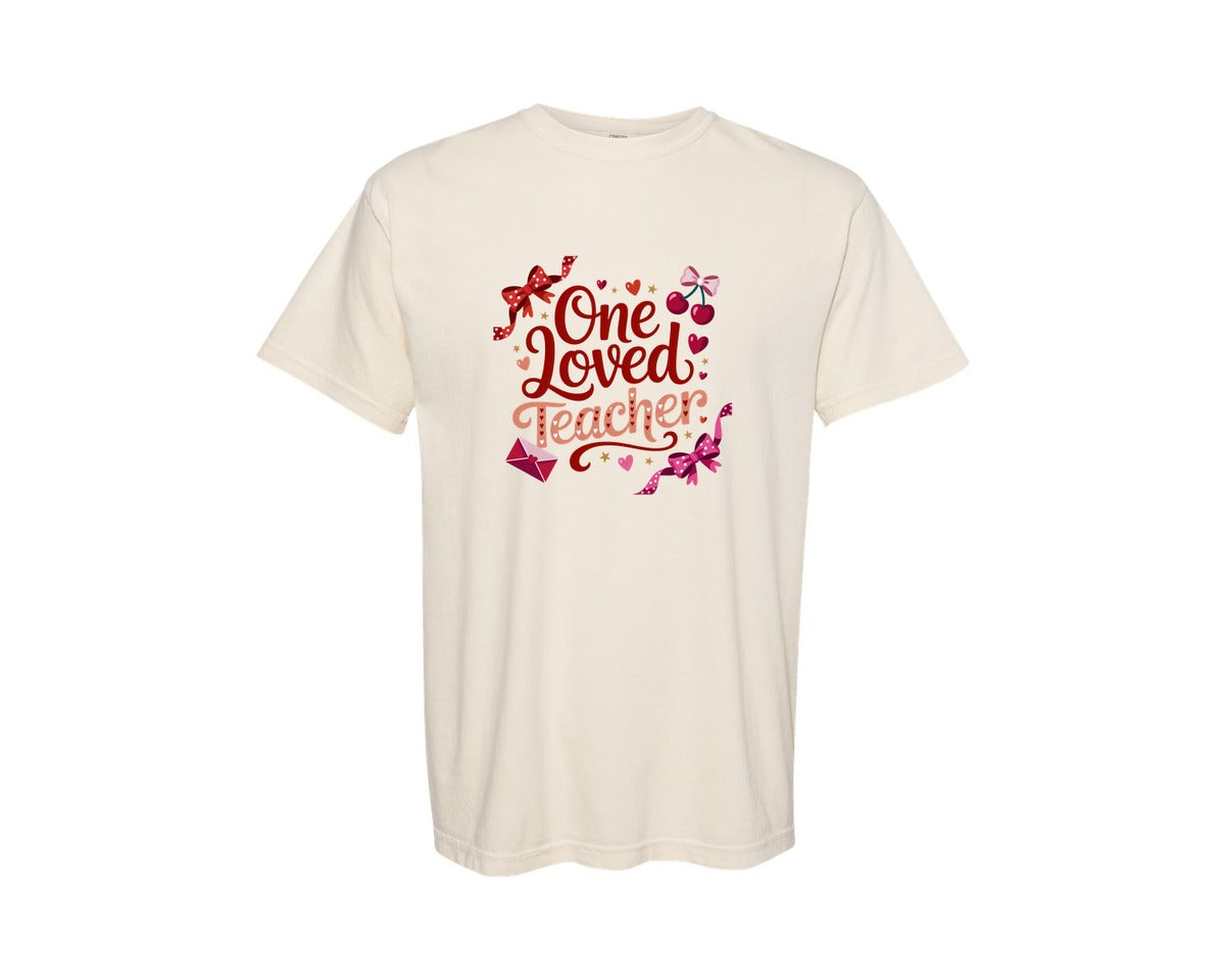 brand:Comfort Colors|color:Ivory|Valentines Day Teacher Coquette Graphic T-Shirt