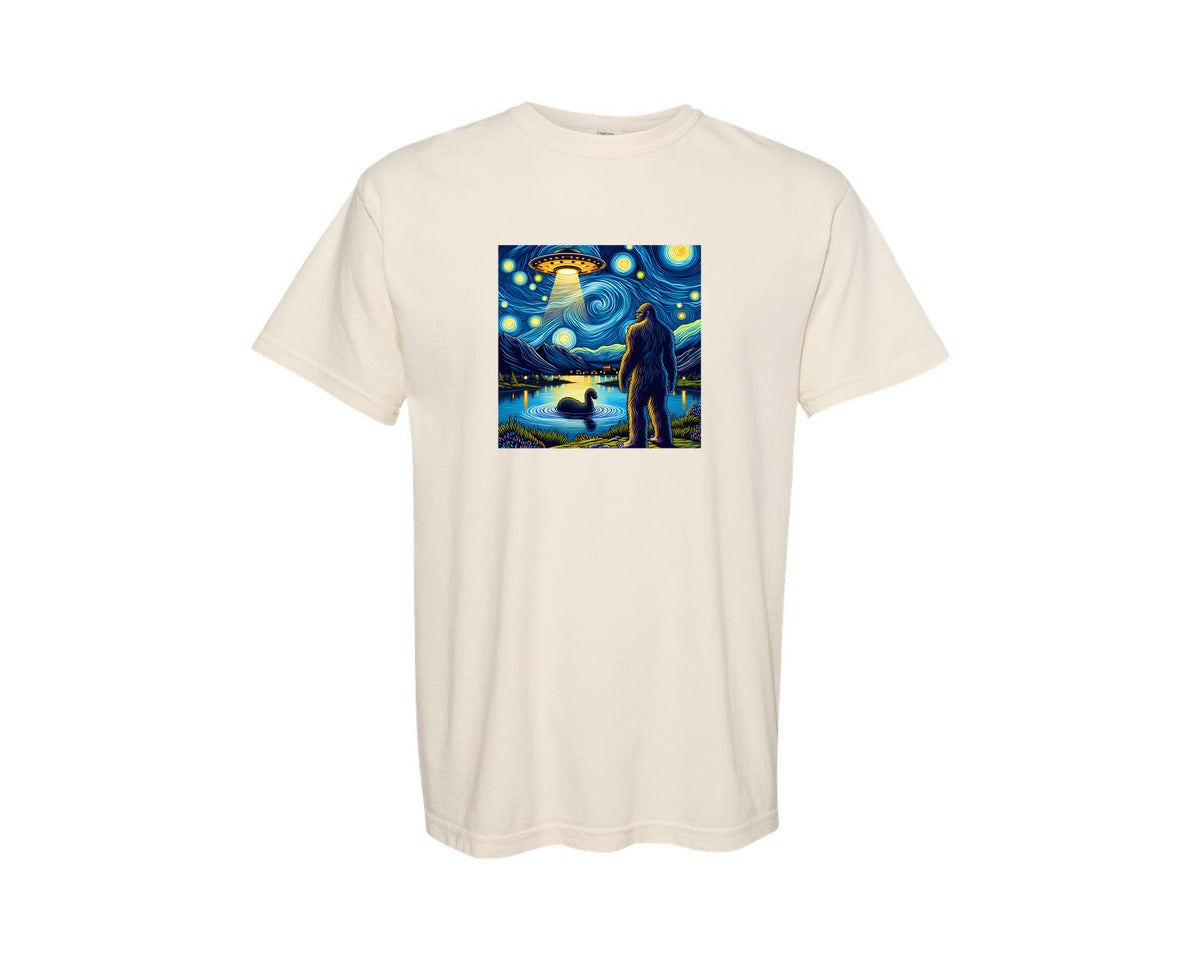 brand:Comfort Colors|color:Ivory|Bigfoot Starry Night Graphic T-Shirt