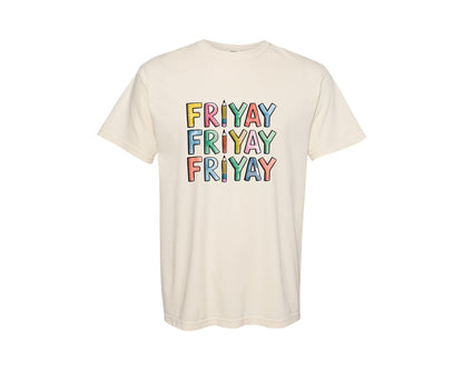 brand:Comfort Colors|color:Ivory|Colorful Funny School Friyay Graphic T-Shirt
