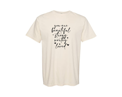 brand:Comfort Colors|color:Ivory|You Are Beautiful Strong Mama Mom Graphic T-Shirt