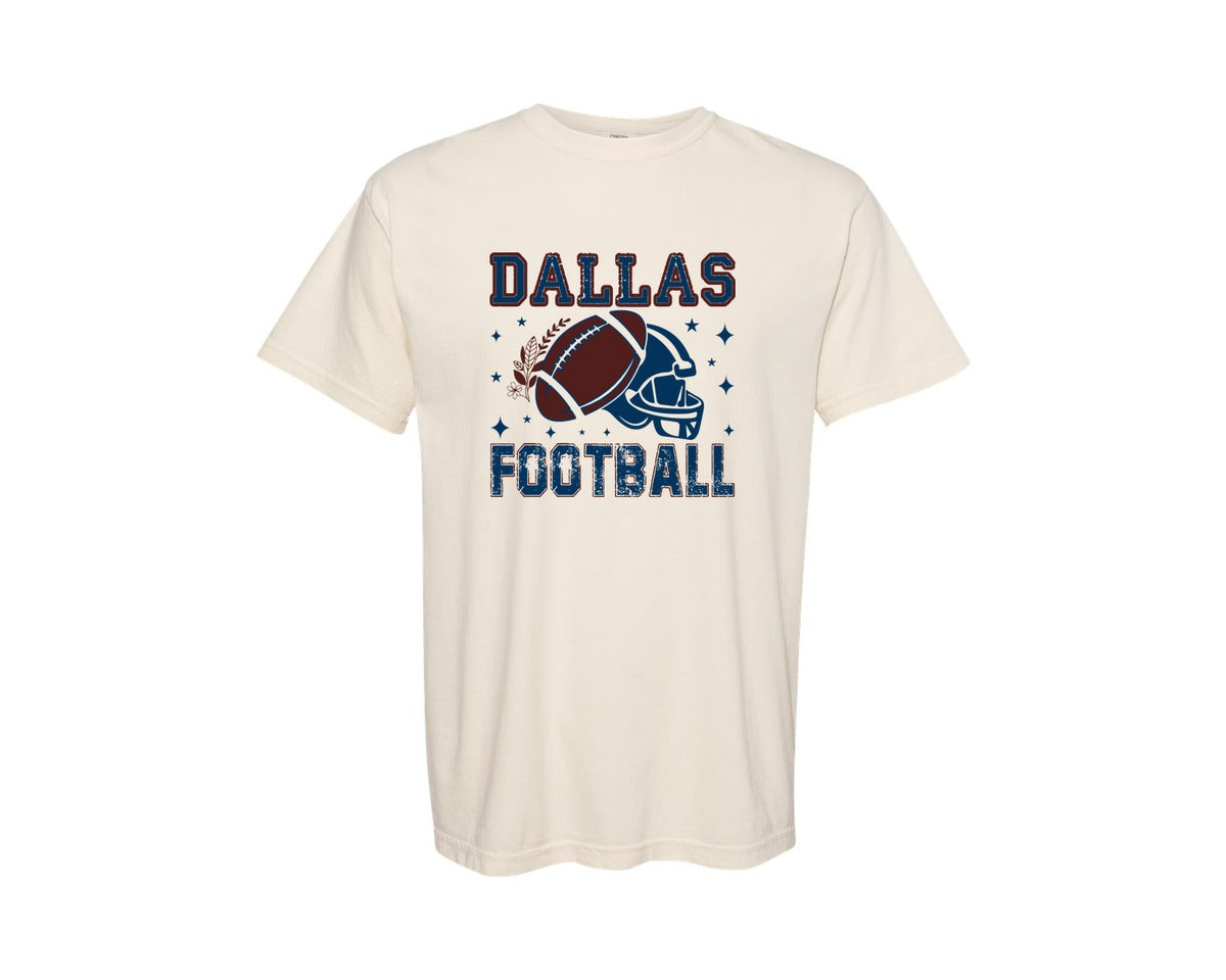brand:Comfort Colors|color:Ivory|Dallas Football Bow Design Graphic T-Shirt