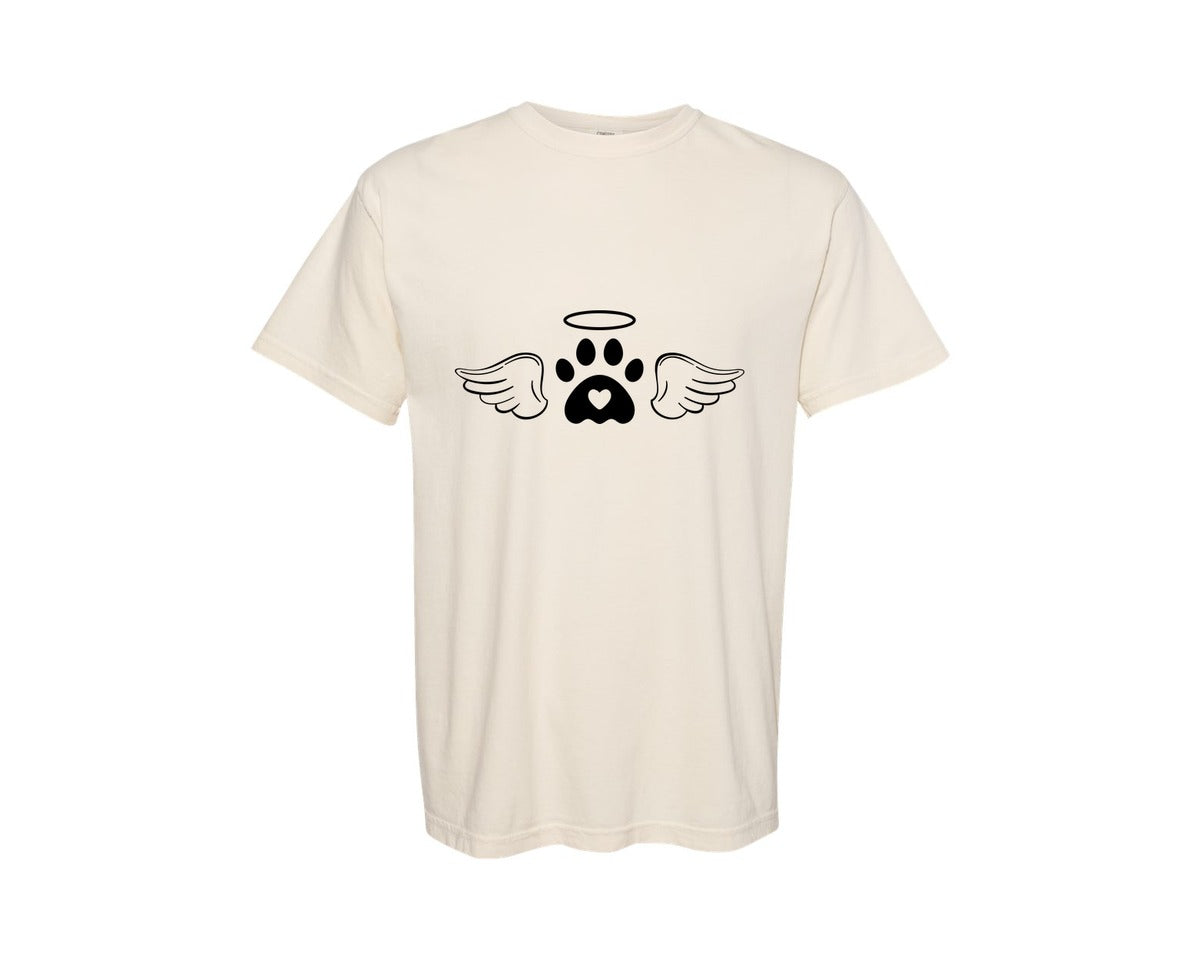 brand:Comfort Colors|color:Ivory|Dog Angel Wings Memorial Graphic T-Shirt