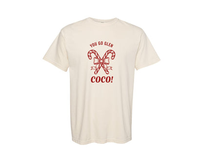 brand:Comfort Colors|color:Ivory|You Go Glen Coco Christmas Candy Graphic T-Shirt