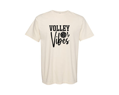 brand:Comfort Colors|color:Ivory|Volley Vibes Volleyball Mom Graphic T-Shirt