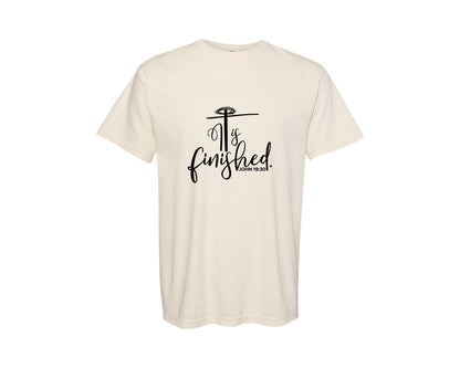 brand:Comfort Colors|color:Ivory|It Is Finished Easter Bible Verse Graphic T-Shirt