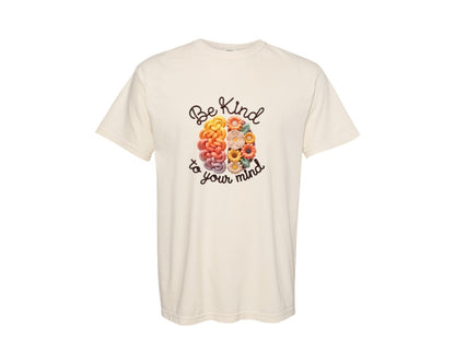 brand:Comfort Colors|color:Ivory|Be Kind Faux Yarn Mental Health Graphic T-Shirt