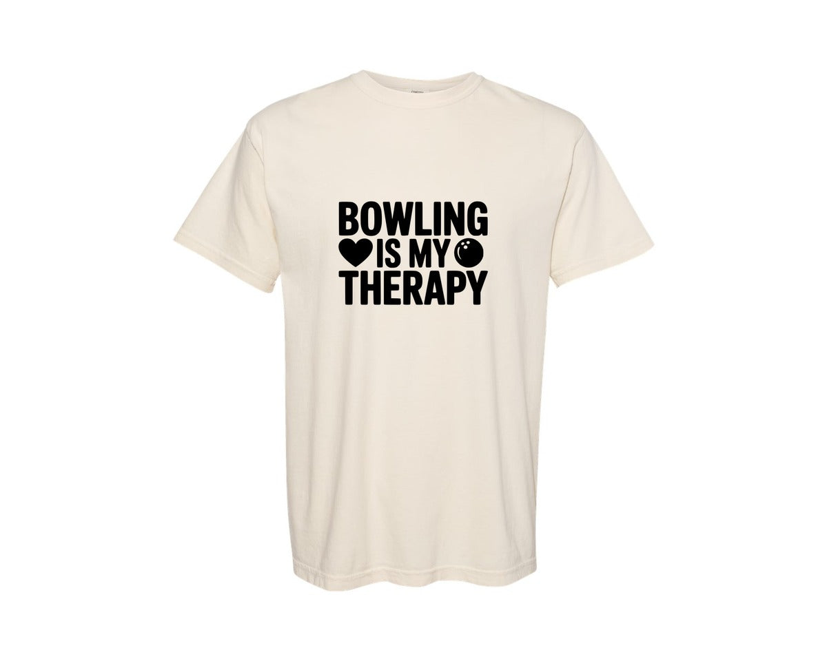 brand:Comfort Colors|color:Ivory|Bowling Is My Therapy Ai Graphic T-Shirt