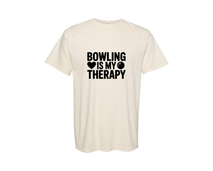 brand:Comfort Colors|color:Ivory|Bowling Is My Therapy Ai Graphic T-Shirt
