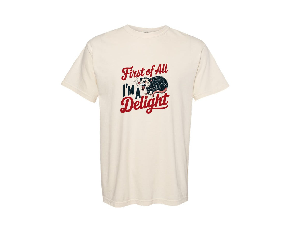brand:Comfort Colors|color:Ivory|First Of All Im A Delight Sarcastic 3 Graphic T-Shirt