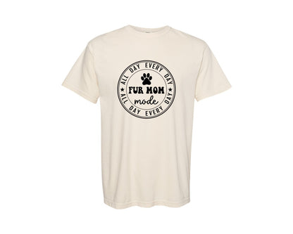 brand:Comfort Colors|color:Ivory|Fur Mom Funny Dog Mom Shirt Graphic T-Shirt