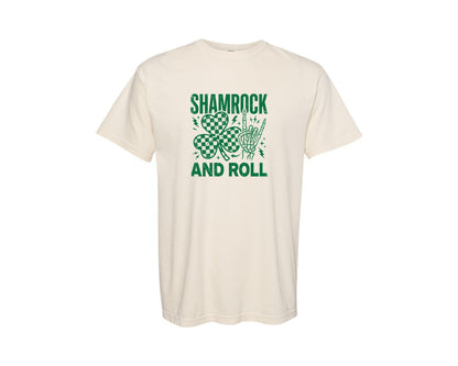 brand:Comfort Colors|color:Ivory|Shamrock And Roll St Patrick Graphic T-Shirt