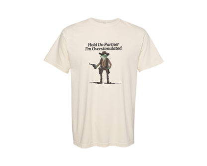 brand:Comfort Colors|color:Ivory|Overstimulated Cowboy Frog Graphic T-Shirt