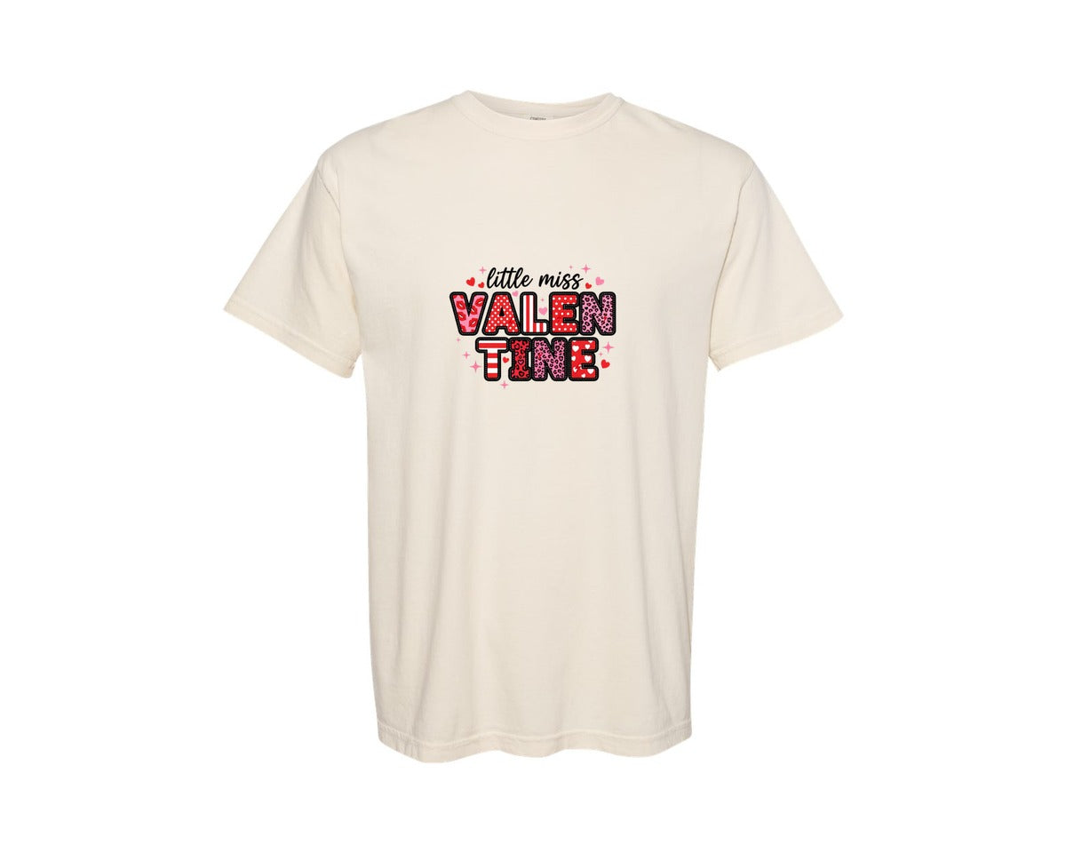 brand:Comfort Colors|color:Ivory|Brushstroke Little Miss Valentine 6 Graphic T-Shirt