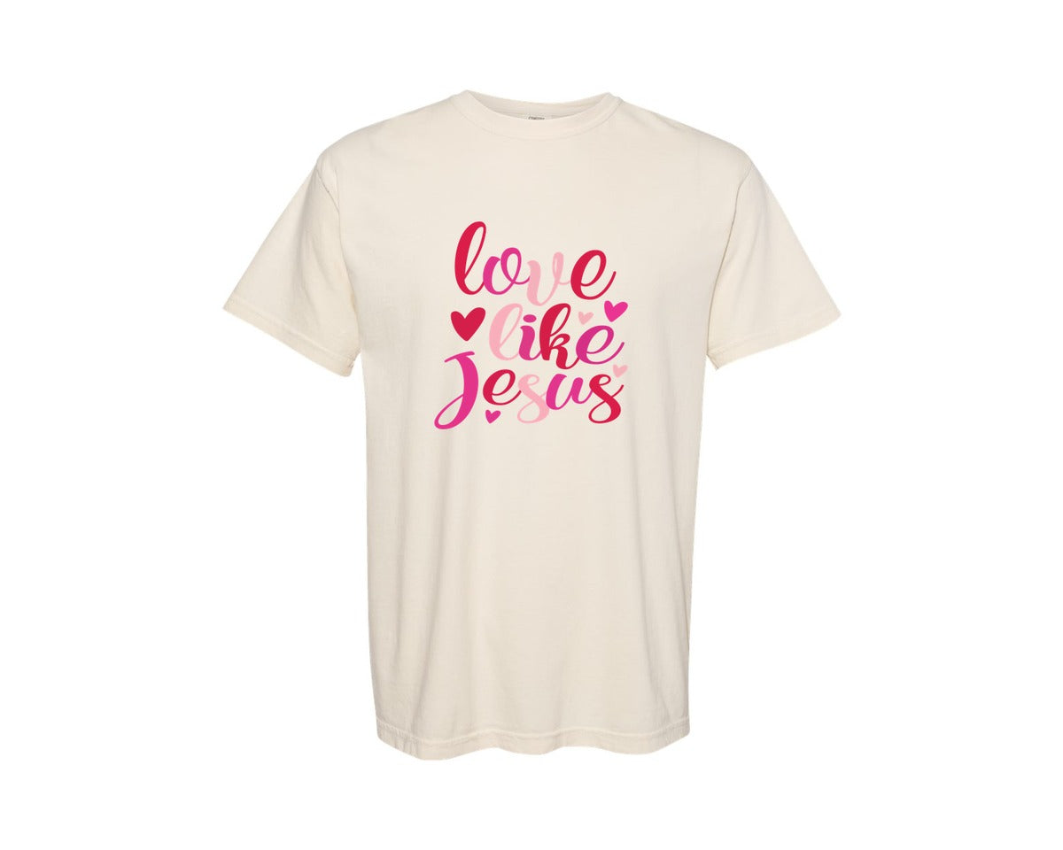 brand:Comfort Colors|color:Ivory|Love Like Jesus Shirt Valentines Day 2 Graphic T-Shirt