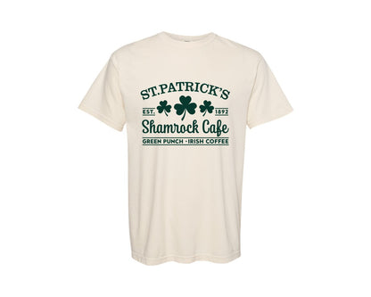 brand:Comfort Colors|color:Ivory|St Patricks Shamrock Cafe 3 Graphic T-Shirt