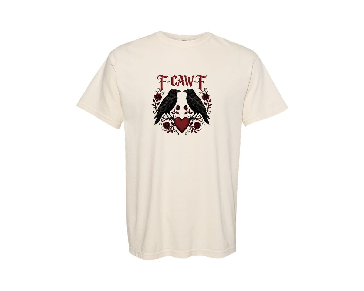 brand:Comfort Colors|color:Ivory|F Caw F Gothic Crow Valentine Graphic T-Shirt