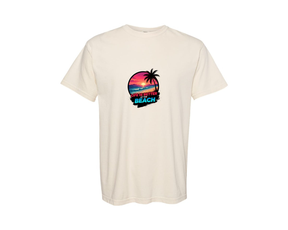 brand:Comfort Colors|color:Ivory|Life Is Better At The Beach 10 Graphic T-Shirt