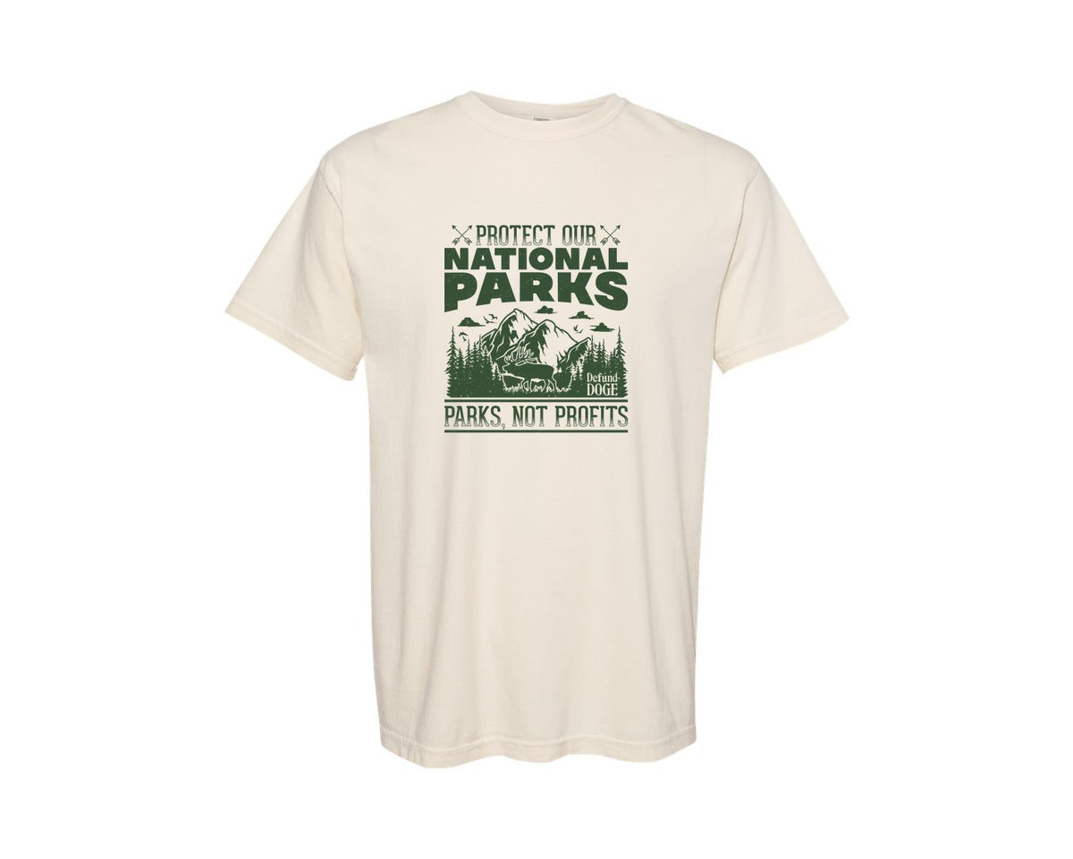 brand:Comfort Colors|color:Ivory|Protect Our National Parks Defund Doge 2 Graphic T-Shirt