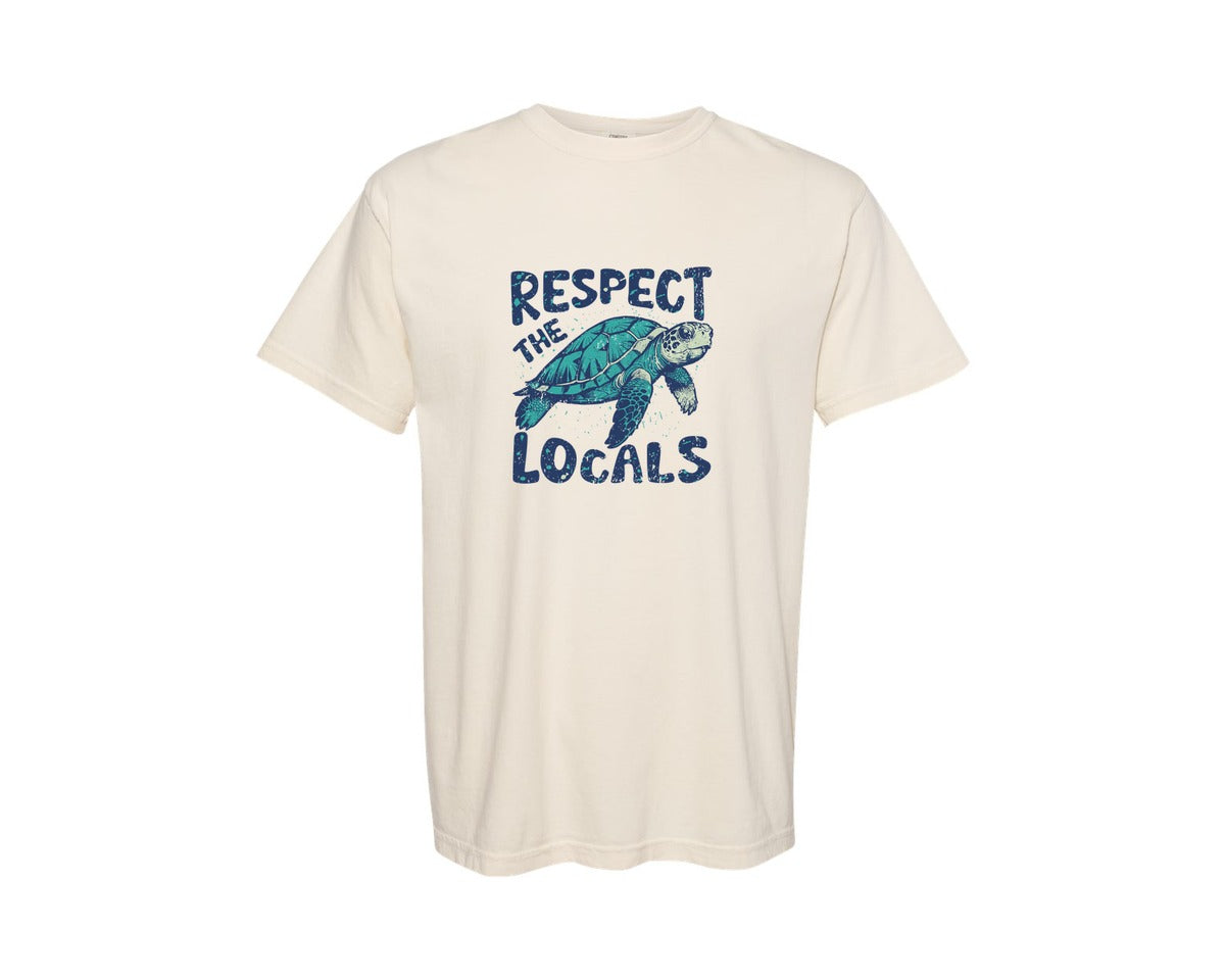 brand:Comfort Colors|color:Ivory|Respect The Locals Sea Turtle 6 Graphic T-Shirt