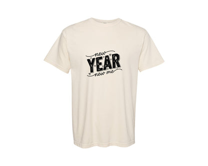 brand:Comfort Colors|color:Ivory|New Year New Me Typography Graphic T-Shirt