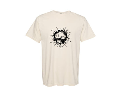 brand:Comfort Colors|color:Ivory|Punch Fist Breaking Wall Vector Graphic T-Shirt