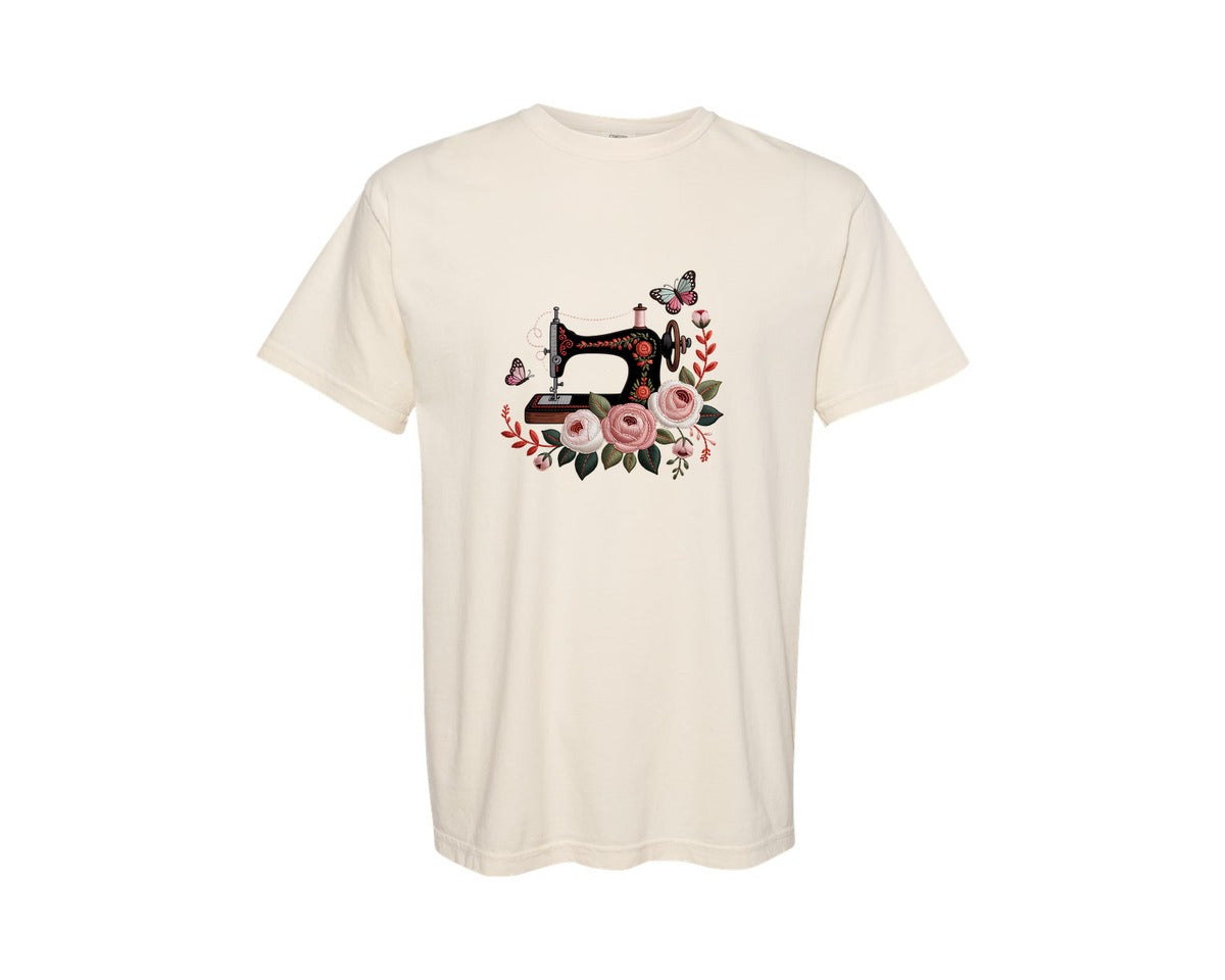 brand:Comfort Colors|color:Ivory|Vintage Sewing Machine Embroidery 3 Graphic T-Shirt