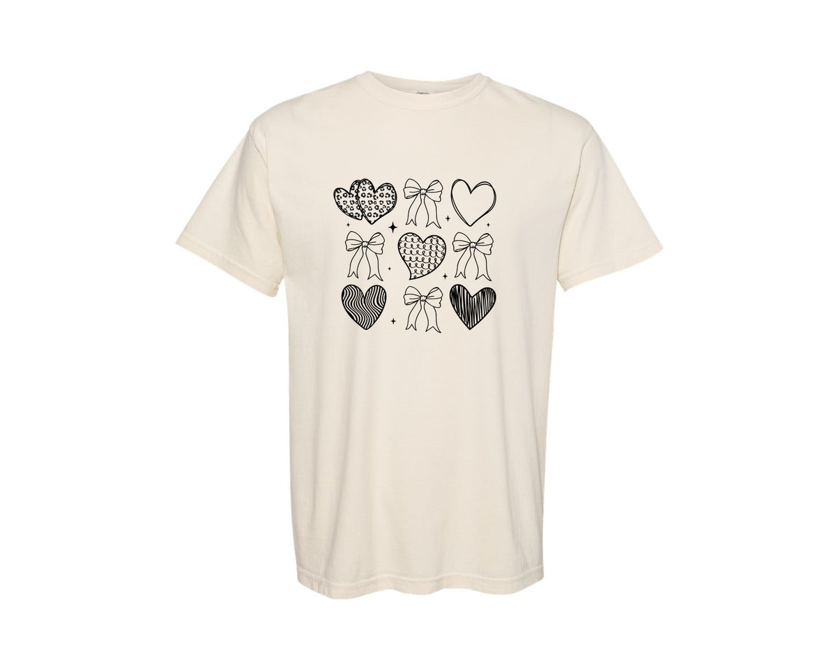 brand:Comfort Colors|color:Ivory|Valentine Coquette Heart 7 Graphic T-Shirt