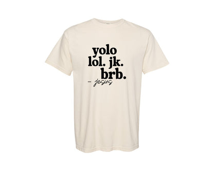brand:Comfort Colors|color:Ivory|Yolo Yolo Jesus Easter Graphic T-Shirt