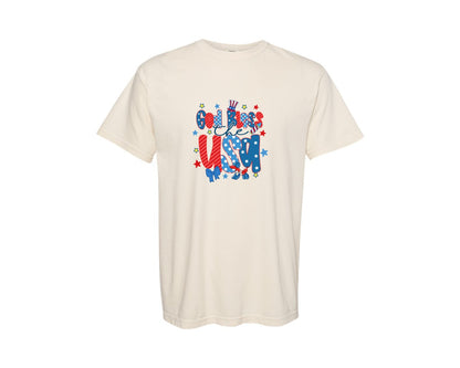 brand:Comfort Colors|color:Ivory|God Bless The Usa 4Th Of July 3 Graphic T-Shirt