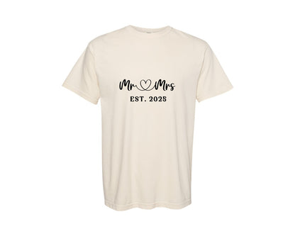 brand:Comfort Colors|color:Ivory|Wedding Marriage Bride Groom Mr Mrs Graphic T-Shirt