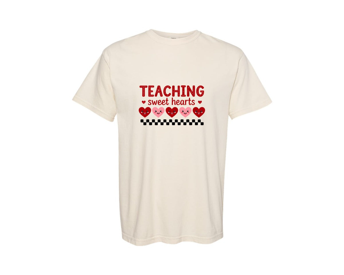 brand:Comfort Colors|color:Ivory|Valentines Day Teacher Sweatshirt 2 Graphic T-Shirt