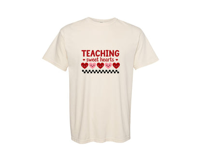 brand:Comfort Colors|color:Ivory|Valentines Day Teacher Sweatshirt 2 Graphic T-Shirt