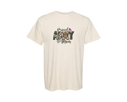 brand:Comfort Colors|color:Ivory|Proud Army Mom Us Veterans Day Graphic T-Shirt