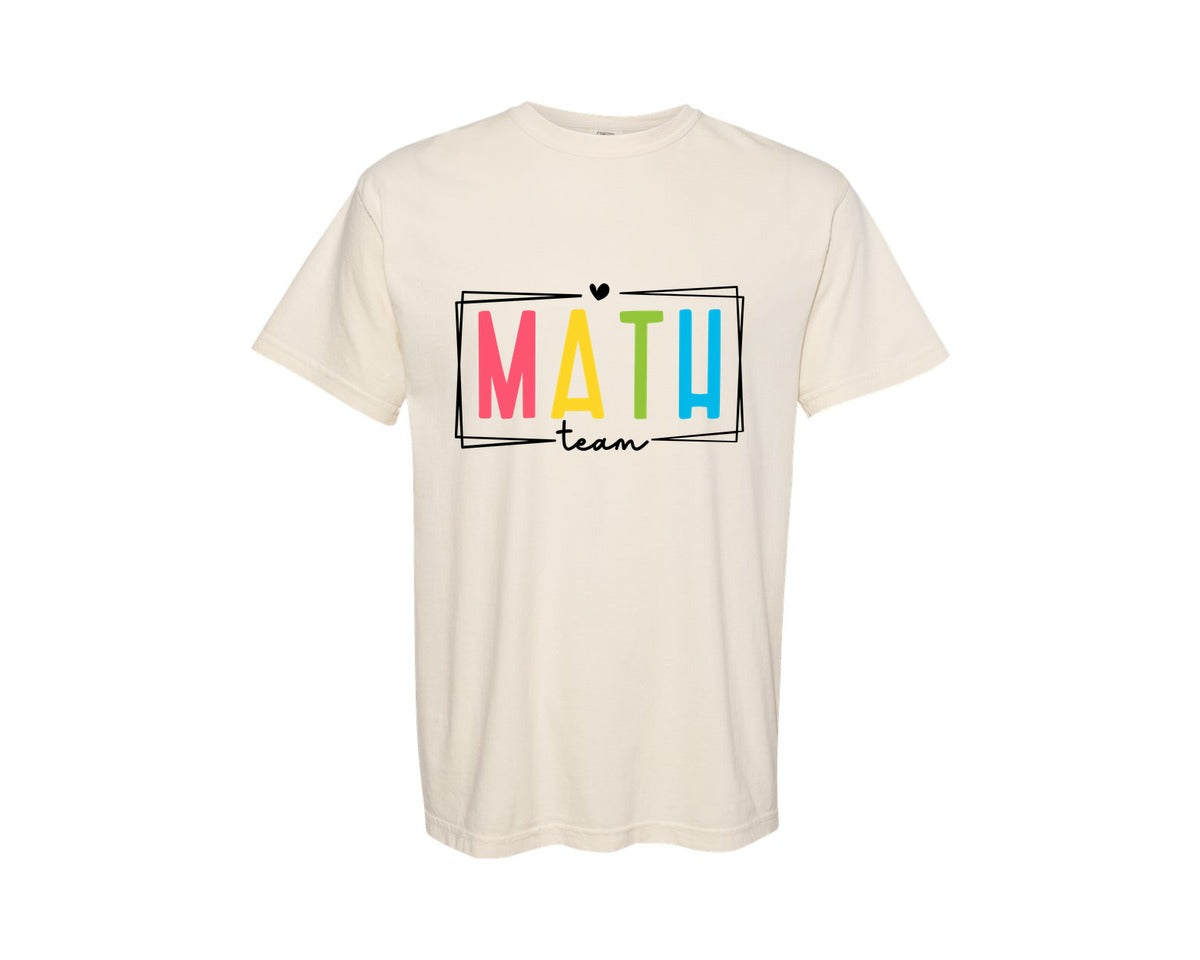 brand:Comfort Colors|color:Ivory|Math Teacher Math Team Squad Shirt Graphic T-Shirt