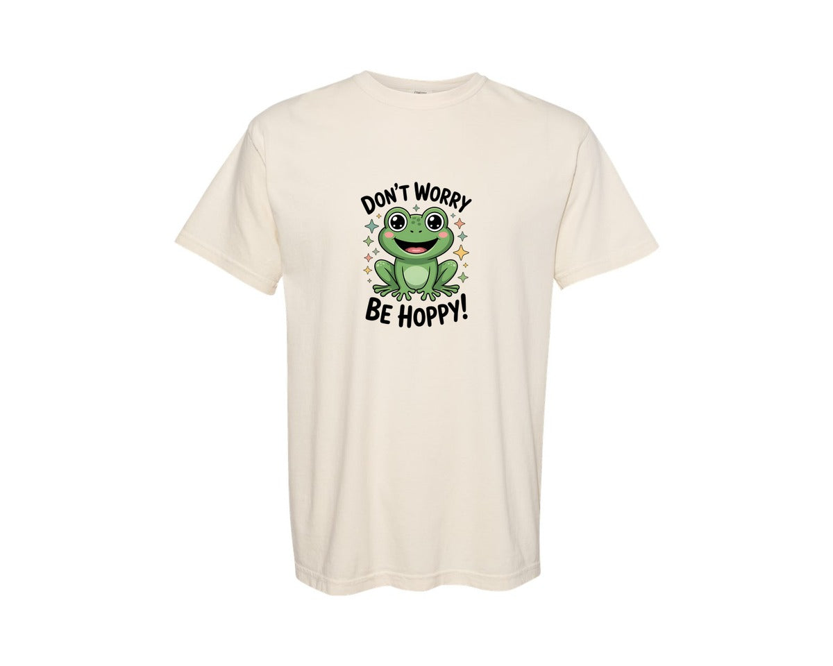 brand:Comfort Colors|color:Ivory|Dont Worry Be Hoppy Frog Graphic T-Shirt