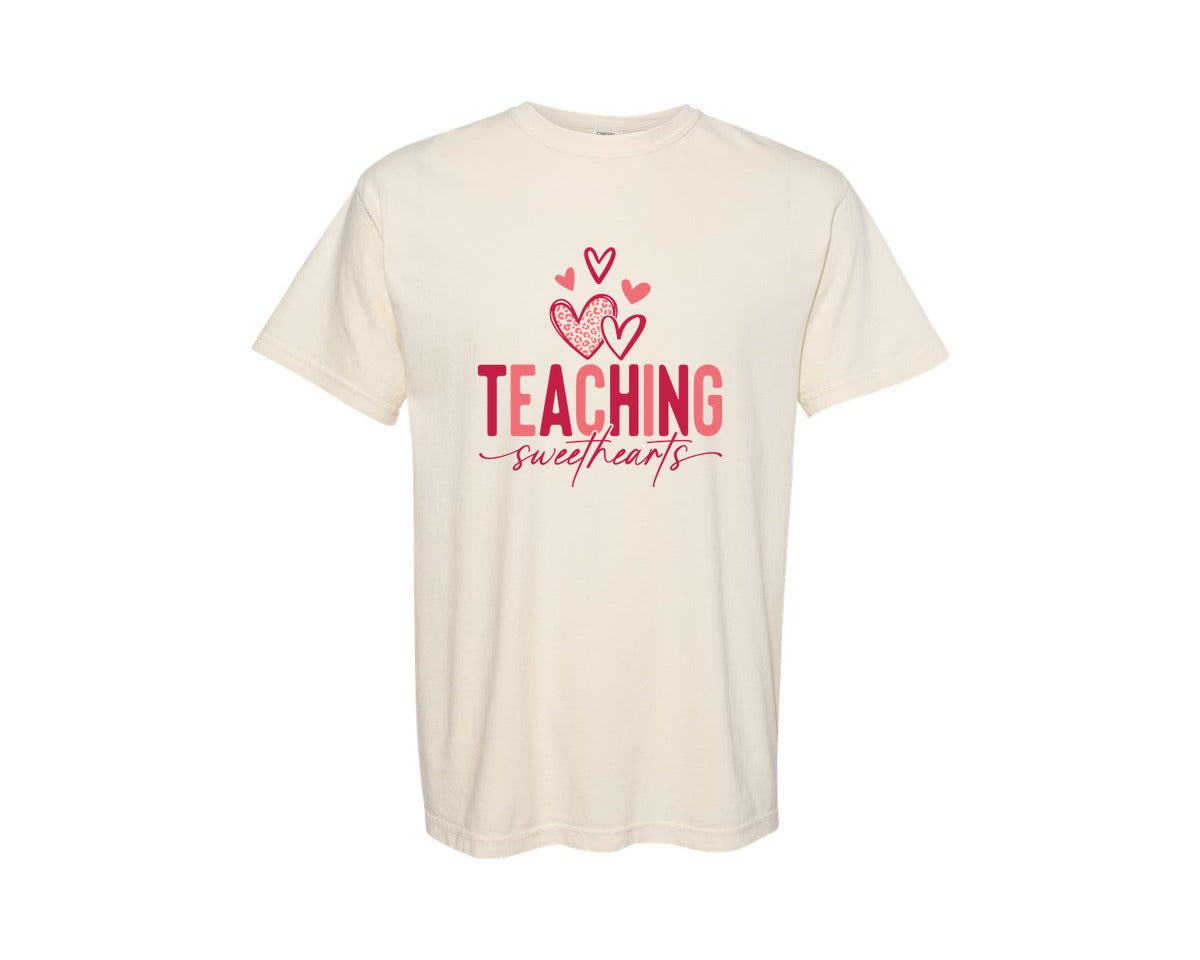 brand:Comfort Colors|color:Ivory|Teacher Valentine Teaching Sweethearts 6 Graphic T-Shirt