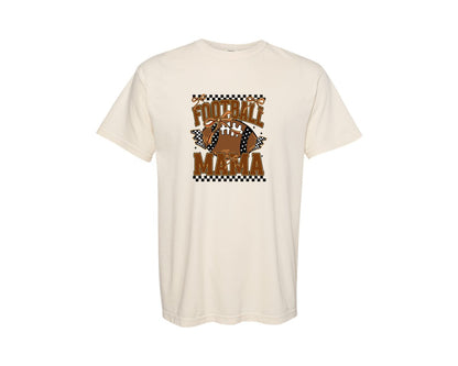 brand:Comfort Colors|color:Ivory|Retro Football Mama Football Bow Graphic T-Shirt