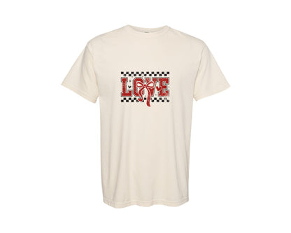 brand:Comfort Colors|color:Ivory|Love Bow Retro Varsity Love Out Graphic T-Shirt