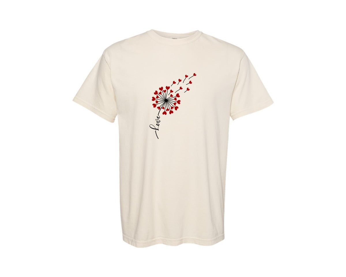 brand:Comfort Colors|color:Ivory|Valentines Dandelion Heart Love Graphic T-Shirt
