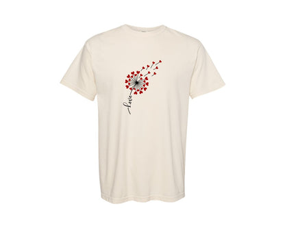 brand:Comfort Colors|color:Ivory|Valentines Dandelion Heart Love Graphic T-Shirt