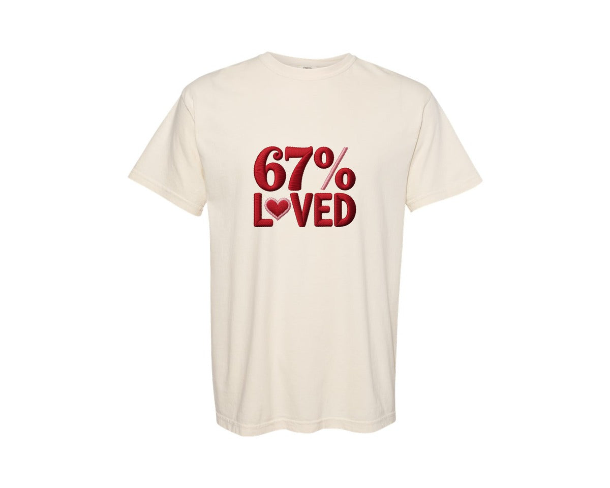 brand:Comfort Colors|color:Ivory|Faux Crochet Six Seven Valentine Design Graphic T-Shirt
