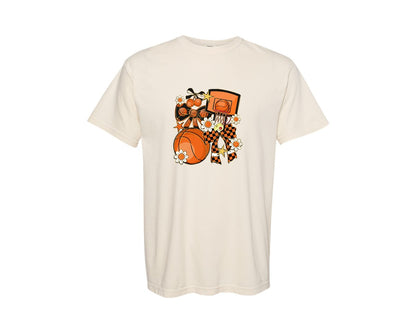 brand:Comfort Colors|color:Ivory|Game Day Basketball Preppy Design Graphic T-Shirt