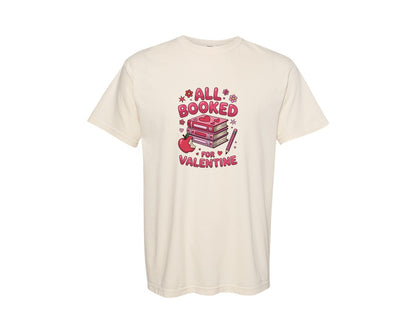 brand:Comfort Colors|color:Ivory|Teacher Valentine Book Lover Graphic T-Shirt