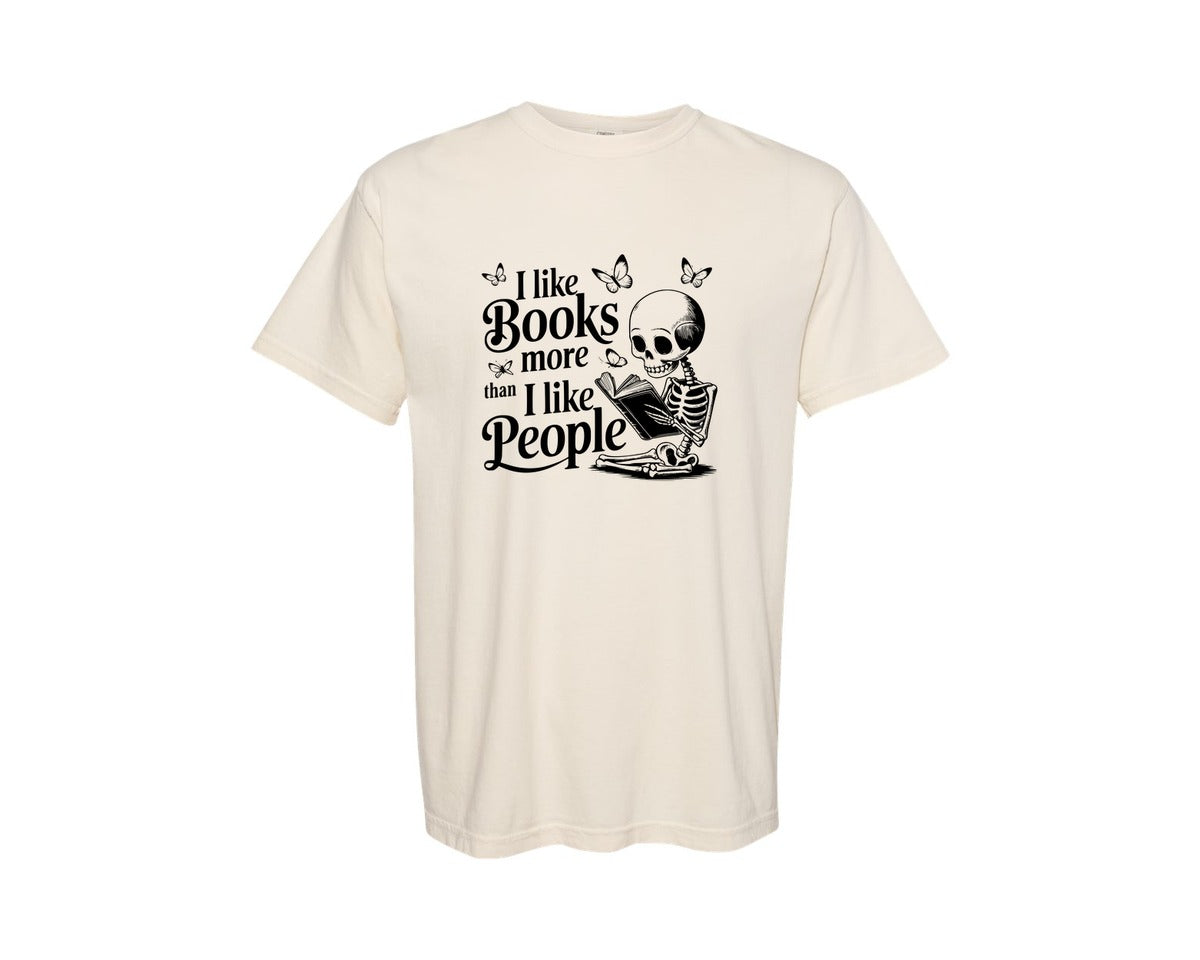 brand:Comfort Colors|color:Ivory|I Like Books More Than I Like People 3 Graphic T-Shirt