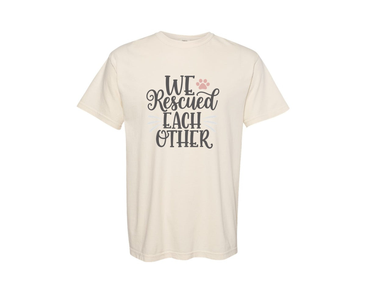 brand:Comfort Colors|color:Ivory|We Rescued Each Other Cute Cat Quote Graphic T-Shirt
