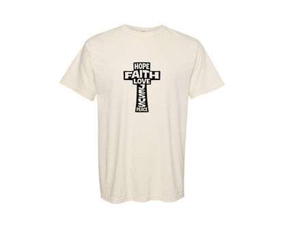 brand:Comfort Colors|color:Ivory|Hope Faith Love Jesus Peace Graphic T-Shirt