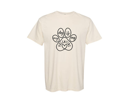brand:Comfort Colors|color:Ivory|My Dog Is My Valentine Dog Mom Graphic T-Shirt
