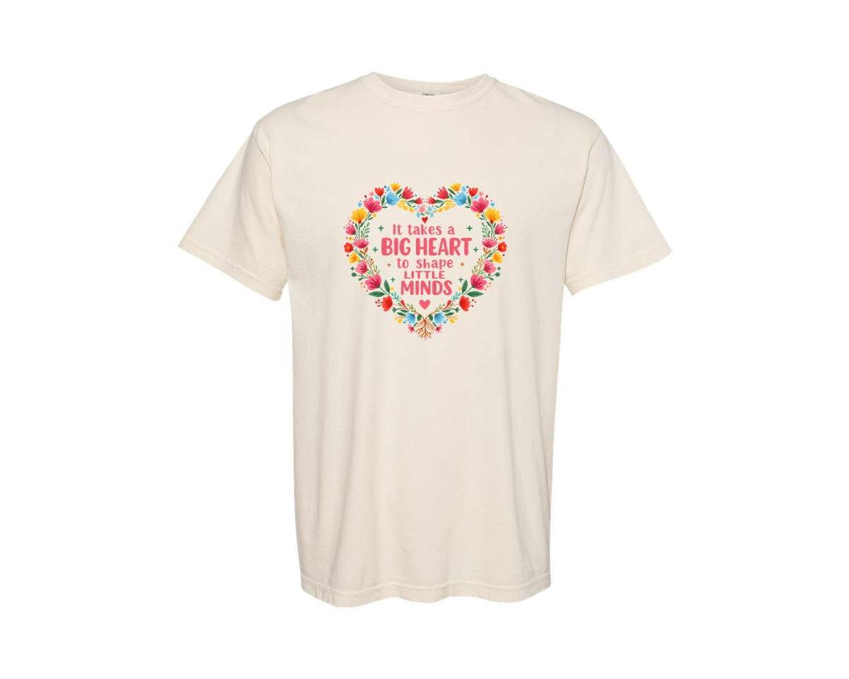 brand:Comfort Colors|color:Ivory|Teacher Appreciation Floral Big Heart Graphic T-Shirt