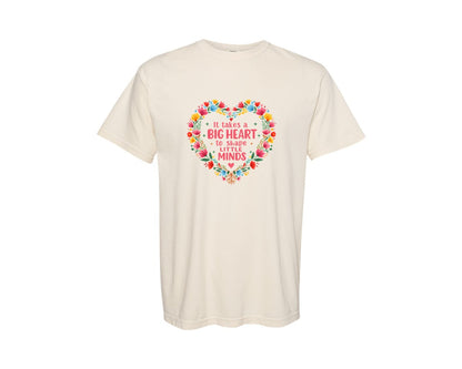 brand:Comfort Colors|color:Ivory|Teacher Appreciation Floral Big Heart Graphic T-Shirt